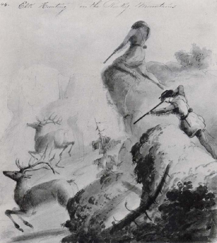 Miller, Alfred Jacob Elk Hunting in the Rocky Mountatins